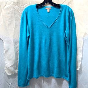 WHITE STAG BLUE ACRYLIC LNG SLV SWEATER SZ L